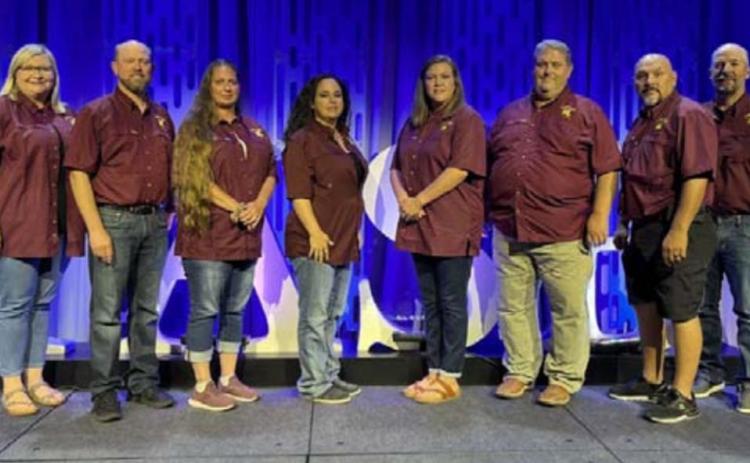 From left, board members Courtney Duncan, Superintendent Rob Moore, Amanda Tower, Megan Lusty, Cristopher Brister, John Hines, Mario Maldonado and Matt Molter attended Summer Leadership Institute training in San Antonio. COURTESY PHOTO