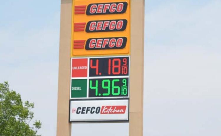 The price for diesel at a local gas station rose to just under $5 last week. Gasoline prices also are above $4 per gallon and increasing. mason hines | dispatch record