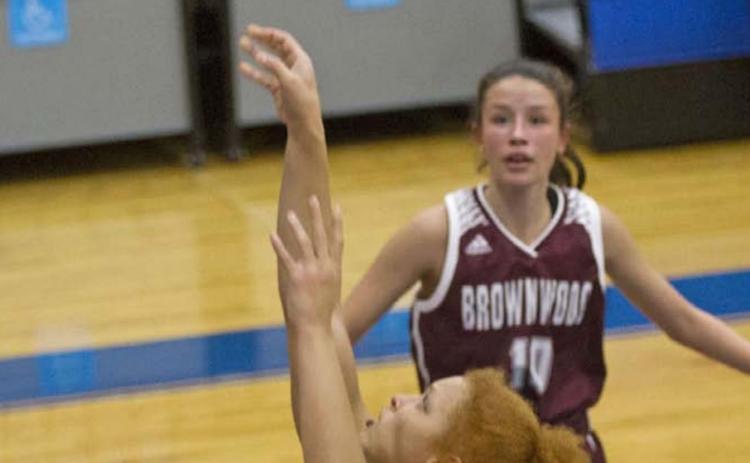 Juliana Dwamena (12) led the Lady Badgers Tuesday with a career-high 30 points in a district win over the Lady Lions of Brownwood. JEFF LOWE | DISPATCH RECORD