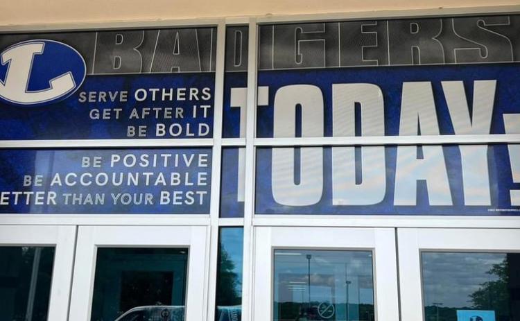 Doors at the entrance of Lampasas High School feature a new design to encourage positive character qualities