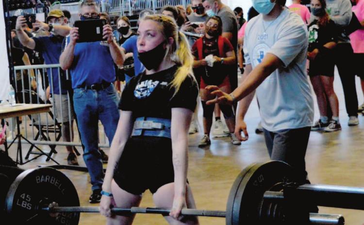 Alyssa Ayers deadlifted 310 pounds and had an 825-pound total for fourth place at state in Corpus Christi. JEFF LOWE | DISPATCH RECORD