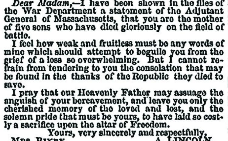 The Boston Evening Transcript, Nov. 25, 1864. COURTESY PHOTO