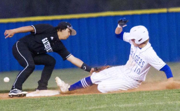 Ace Whitehead, shown sliding into second base during district play, leads Lampasas in several categories, including regular-season batting average and on-base percentage. FLE PHOTO