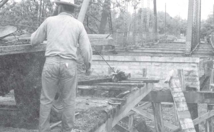 This photo was taken during the last days of the Chestnut Street bridge. It was closed to traffic in 1952. file photo | lampasas dispatch record