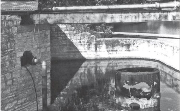 This photo of Hancock Springs Bathhouse shows the rusting caisson and steel beams that used to support the pumphouse over the mineral spring. COURTESY PHOTO | JEFF JACKSON COLLECTION