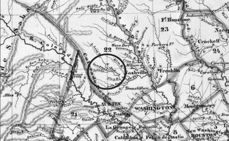 University of North texas - The Portal to Texas History Circled here is the “Lampaces Creek” in the Milam Disrict of Texas, from a section of the Carl Flemming Republic of Texas map, dated 1839.