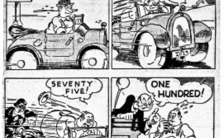 This cartoon appeared in the local newspaper, offering commentary about some early-day drivers. lampasas leader, dec. 31, 1937
