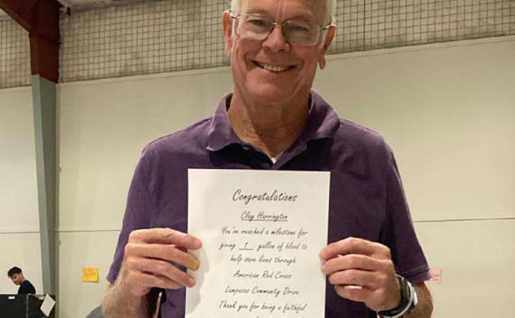 Clay Harrington has donated one gallon of blood. courtesy photo