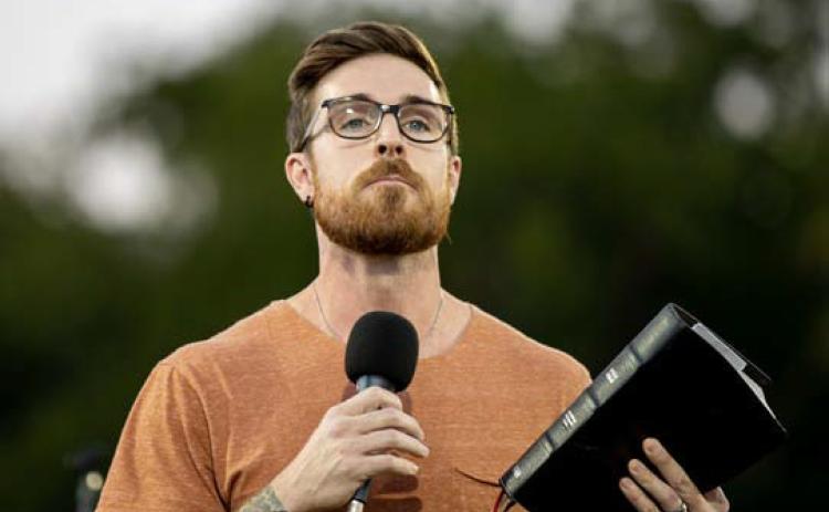 Former Badger delivers message Clayton Tyner, a Lampasas High School graduate and now pastor at Metachurch in San Antonio, spoke at Fields of Faith on Wednesday night at Badger Stadium. chris miles | Dispatch Record