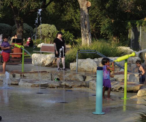 Lampasas-area residents have expressed interest in bringing a splash pad to the city to offer a free cooling zone/play area. This photo from a facility in Leander shows some types of water features that could be built. Neighboring communities Copperas Cove and San Saba also have splash pad features in municipal park areas. ERICK MITCHELL | DISPATCH RECORD