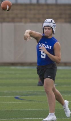 Dax Brookreson passes the ball in the Georgetown 7-on-7 league on Monday. While Badger coaches are keeping their options open for a new quarterback this fall, Brookreson has been making his case as a competitive multi-sport athlete. JEFF LOWE | DISPATCH RECORD