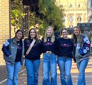 Pictured in Indianapolis with the state capitol in the background is the Lampasas FFA Agricultural Communications team that brought home “gold” status recognition: from left, Jacie Resa, Avery Hopson, alternate Daecee Ellis, Paige Rutland and Morgan Littlefield. courtesy photo