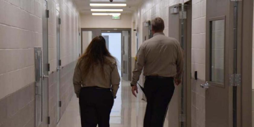 There is a staffing shortage among law enforcement agencies nationwide. Lampasas County is not an exception. Two Lampasas County Sheriff’s Office staff members are shown walking the hallways of the county’s new law enforcement center in March 2021. FILE PHOTO