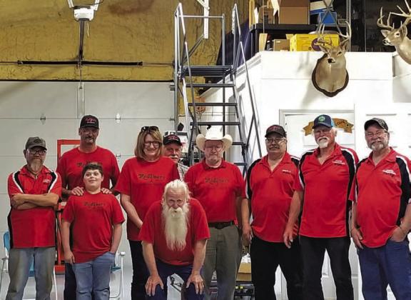The Redliner group that attended the Winter Blast included, from left to right, Mark Mortensen, Scott Carrigan and grandson Jace Wenger, Carol P. and her husband Danny Britton, Alan Harry (in background), Jim Ulbrich, Dave Arens, host Walt Birchfield and Larry Westphal. COURTESY PHOTO