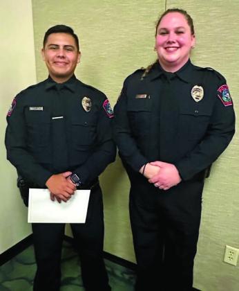 The Lampasas Police Department gained two new officers when Central Texas College Basic Police Academy cadets Christopher “Isaac” Alford and Delana Fritz graduated earlier this month. COURTESY PHOTO | LAMPASAS POLICE DEPARTMENT