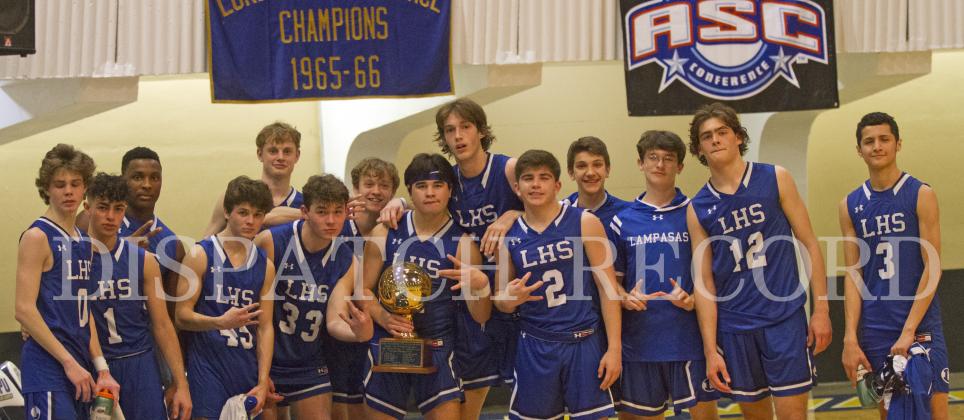 Lampasas celebrates a bi-district championship win over the Graham Steers. 