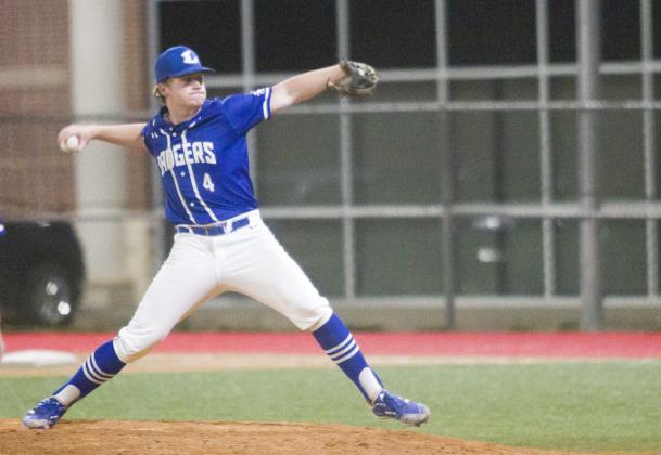 Gauge Gholson started on the mound for Lampasas in the 12-7 victory. 