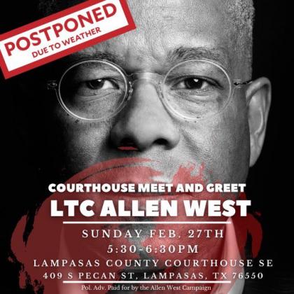 Allen West will be in town this weekend. 