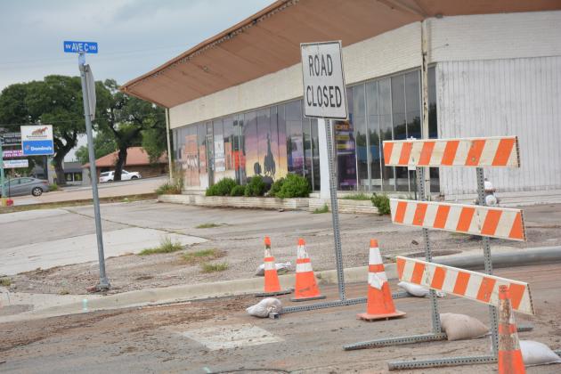 West Avenue C near Burger King was closed Tuesday morning for city repairs. 