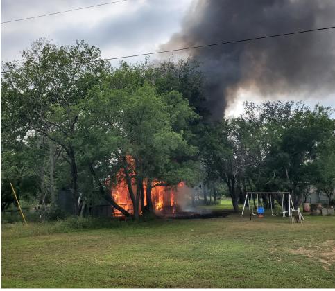 COURTESY | CLINTIN MOSELY A house fire Saturday afternoon claimed the life of a Kempner senior citizen. The home was fully engulfed when first responders arrived. 