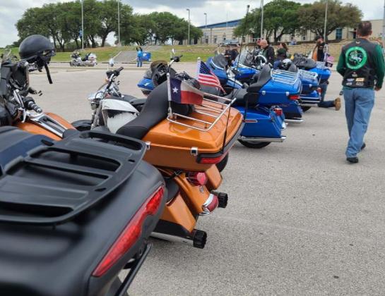 A row of motorcycles parked at Lampasas High School for the conclusion of the annual Do You See Me Now event held Sunday. COURTESY PHOTO