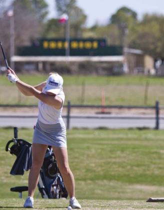 Senior LeeAnn Parker tees off at Squaw Valley Golf Course in Glen Rose on Monday. JEFF LOWE | DISPATCH RECORD