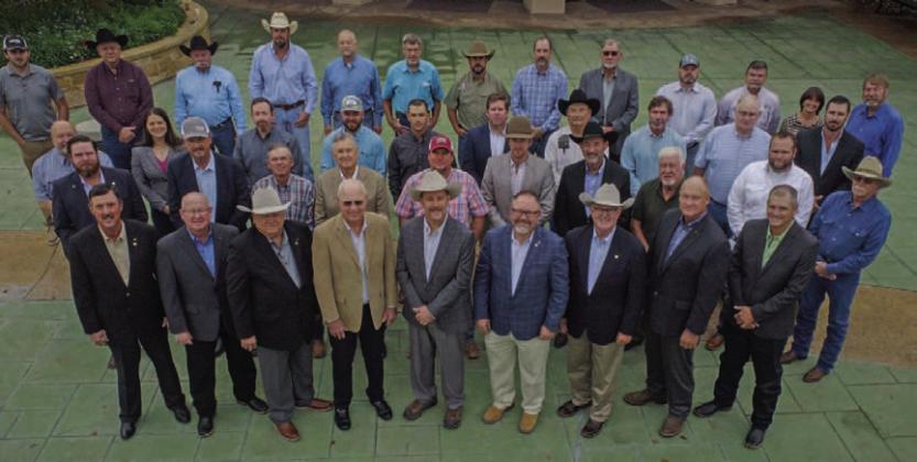 Lampasas rancher Mickey Edwards, Texas Farm Bureau District 8 state director, is shown on the front row, third from right. Edwards participated in the recent discussions in Waco on proposed policy resolutions for the state association. COURTESY PHOTO
