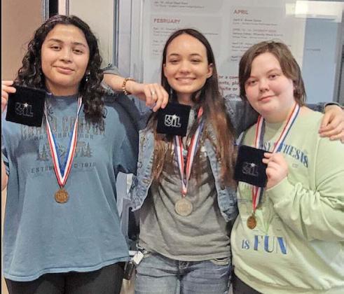 LHS state-qualifiers in computer applications are, from left to right, Sophia Munoz, Laura Webb and Kailey Morgan. judith ann mcghee | courtesy photo
