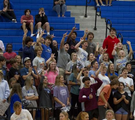 	The Lampasas student section cheers on the Lady Badgers