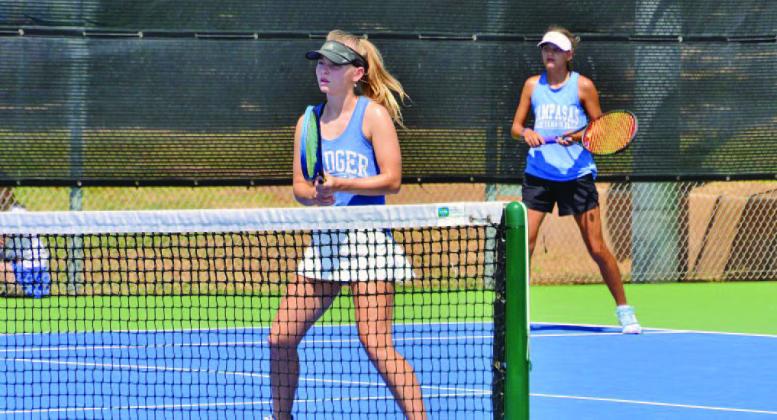 COURTESY PHOTO Tayler Sheard and Madelynn White team up for doubles in Saturday’s non-district matches.