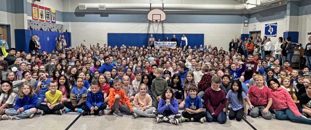 The Hanna Springs Elementary second- through fifth-grade students and their teachers were on hand last week to celebrate the UIL academic win the campus earned recently. courtesy photo