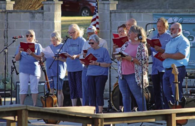 The Sunshine Singers from Northside Baptist Church in Lampasas perform a medley of hymns for the audience at the Ruth Eakin Outdoor Theater. MASON HINES | DISPATCH RECORD