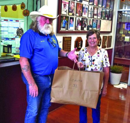 Saratoga Lodge Master Guy R. Niles was on hand to deliver dental kits to Lometa School nurse Monica Ivey for distribution to first-grade students at the campus. COURTESY PHOTO