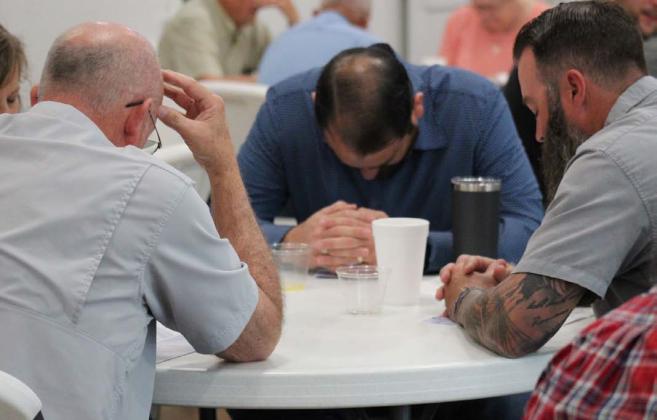 JOYCESARAH MCCABE | DISPATCH RECORD This year’s local gathering for the National Day of Prayer was held at Lampasas Community Church. Christians gathered to pray for civic, state and national leaders as well as for family unity and safety for our schools, first responders and community.