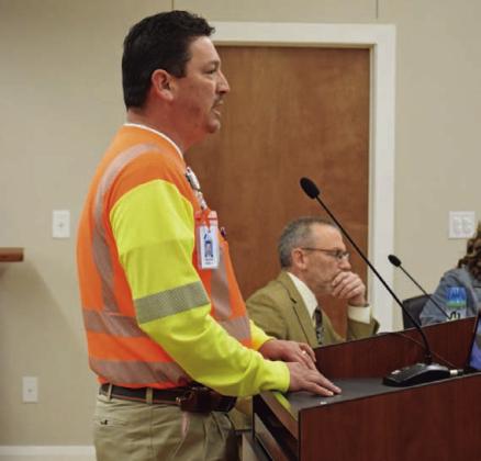 Newly appointed TxDOT Brownwood District Engineer Greg Cedillo was present at a Lampasas City Council meeting Monday night to answer questions about the proposed U.S. Highway 281 relief route project. ALEXANDRIA RANDOLPH | DISPATCH RECORD