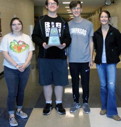 Taking the district championship in Current Events were team members, from left, Lulu Lopez; Michael Neary, who was the first-place individual; DJ Rounds, the fourth-place individual; and Phoebe Rounds. VICTORIA BUTLER | DISPATCH RECORD