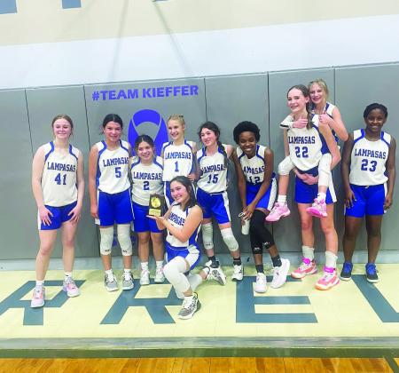 The seventh-grade “A” team girls were the undefeated district champions this season. COURTESY PHOTO | LAMPASAS GIRLS BASKETBALL TWITTER