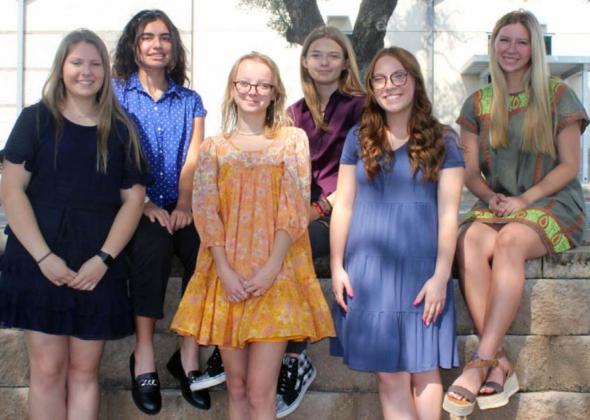 Lampasas High School students selected to attend the 2022 Bluebonnet Girls State session are from left, Emily Brister, Tate Brown, Callie Bekker, Anna Burgess, Megan Flick and Madison Roedler. VERONICA BUTLER | DISPATCH RECORD