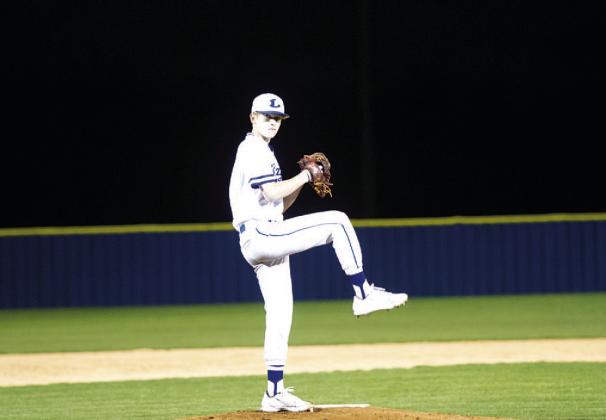Jonas Andersen pitched four shutout innings in Tuesday’s game against Lago Vista. HUNTER KING | DISPATCH RECORD