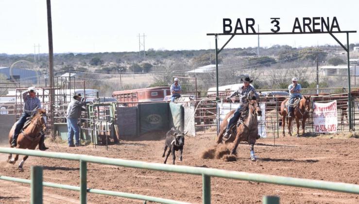 Team roping was part of the competition offerings at last weekend’s Diamondback Jubilee Rodeo, held at the Lometa Regional Park. alexandria randolph | dispatch record