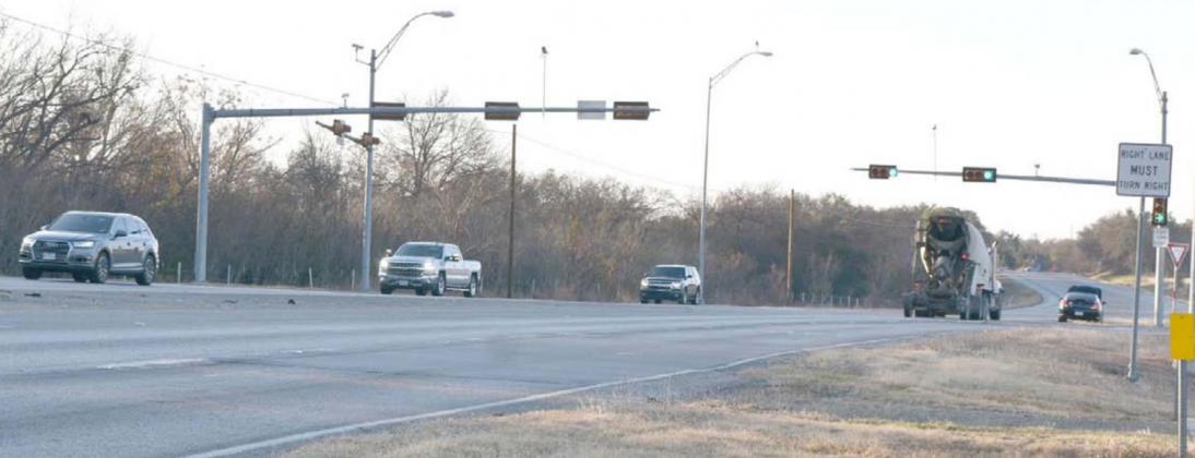 Lampasas City Council members on Monday discussed installing rumble strips and other warnings north of the intersection between U.S. Highway 281 and the Lampasas High School entrance driveway, pictured here. MADELEINE MILLER | DISPATCH RECORD
