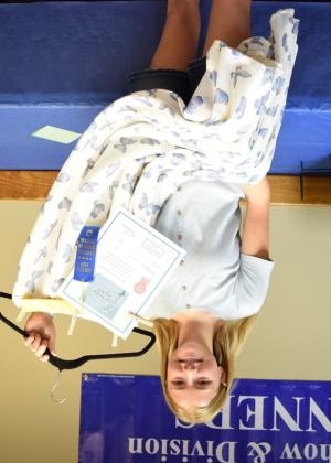 Evelyn Purdy won junior champion of textiles with a butterfly skirt. ALEXANDRIA RANDOLPH | DISPATCH RECORD