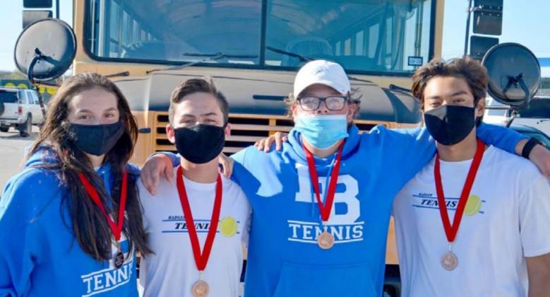 Isabel Pronovost, Sam Zmolik, Rory Magill and Mario Aguirre medaled at the Belton tennis tournament on Friday. KENNETH PEISER | COURTESY PHOTO