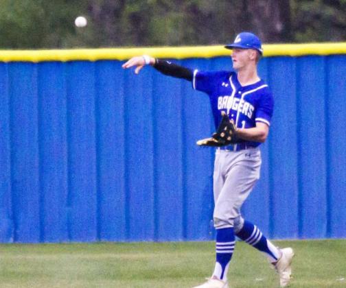 Kash Corbin makes a throw from right field in Friday’s game, which Stephenville won 1-0. JEFF LOWE | DISPATCH RECORD