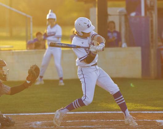 Timber Gholson swings at a pitch during his first at-bat against Marble Falls last week. HUNTER KING | DISPATCH RECORD