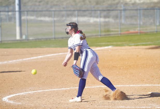 HUNTER KING | DISPATCH RECORD Brooklyn Farmer releases a pitch. The freshman will be big in the circle for the girls this season.