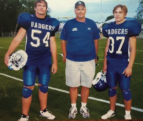 COURTESY PHOTO Jim Burks with his sons, Carter Burks (54), and Joey Burks (37) as they played together for Lampasas.