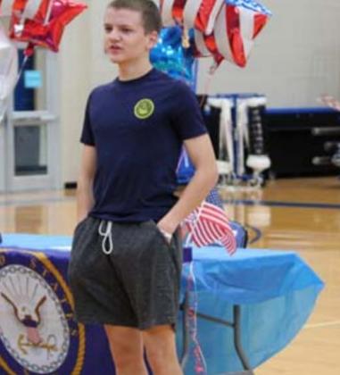 Senior Adam Arthurs thanks his friends and family for their support of his enlistment into the U.S. Navy. CHRIS YBARRA | DISPATCH RECORD