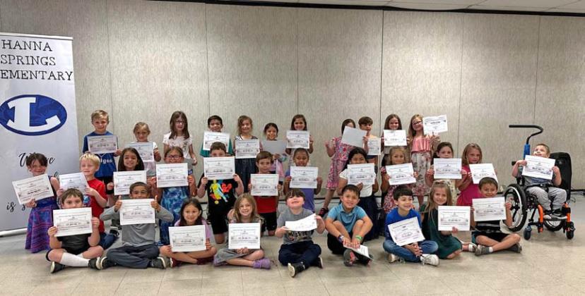 Hanna Springs Elementary first-grade A honor roll recipients are pictured. A/B honor roll, perfect attendance recipients and other award winners will appear in a future edition of the Dispatch Record. courtesy photo