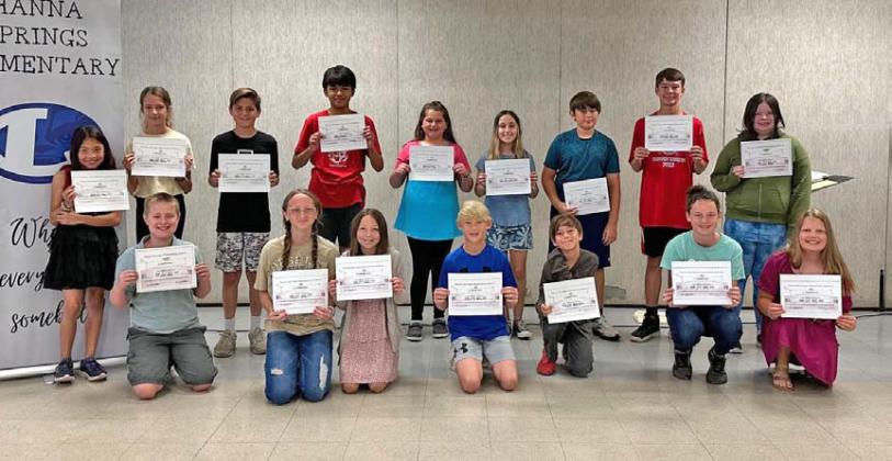 Hanna Springs Elementary fifth-grade A honor roll recipients are pictured. courtesy photo